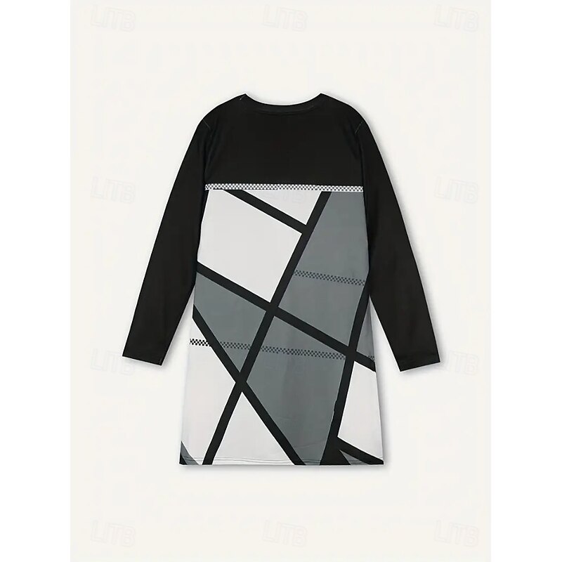 Women's Mini Dress T Shirt Dress Tee Dress Shift Dress Vacation Casual Daily Holiday Date Regular Fit Graphic Geometric Long Sleeve Crew Neck Black Spring Fall Winter3