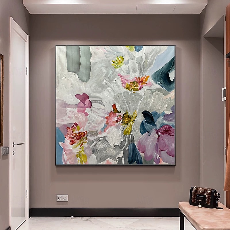 Mintura Handmade Oil Paintings On Canvas Wall Art Decoration Modern Abstract Flowers Picture For Home Decor Rolled Frameless Unstretched Painting2
