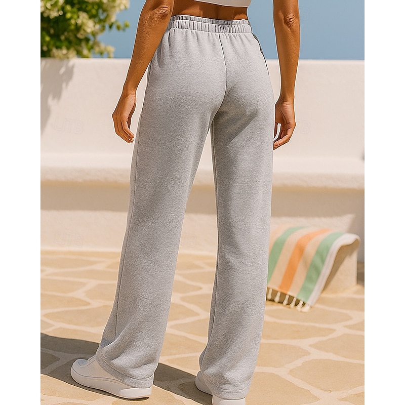 Women's Wide Leg Pants Sport  Sweatpants with Pockets High Waist Bottoms Athleisure Gym Workout Fall Breathable Workout Jogging Running Loose Fit Sportswear Activewear Solid Colored Dark Grey Black2