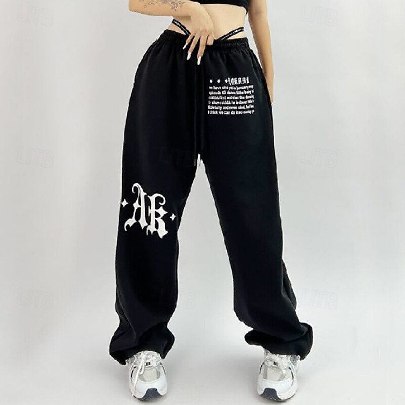Women's Wide Leg Pants Sport  Sweatpants Sports Lounge Pants Pocket High Waist Bottoms Athleisure Gym Workout Fall Fashion Outdoor Sports Running Loose Fit Sportswear Activewear Black White3