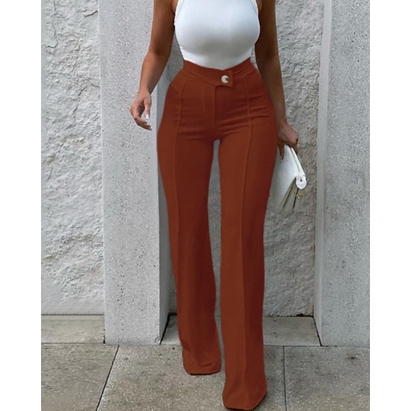 Women's Wide Leg Slacks Streetwear Casual Full Length Natural Plain Elastic Waist Soft Street Holiday Daily Wear Maroon Black Light Purple Green Fall Winter Regular Fit4