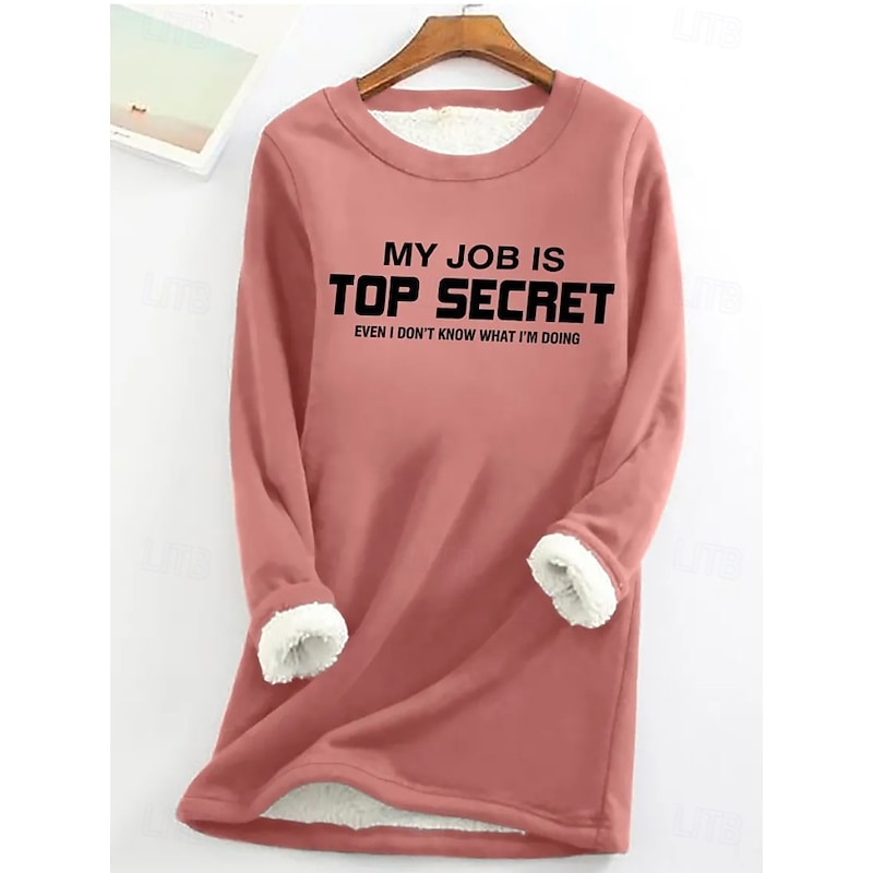 Women's Pullover Sweatshirt Letter Casual Comfrt Long Sleeve Crew Neck Round Neck Long Tops Street Dailywear Print Black Pink Blue Gray Fall Winter