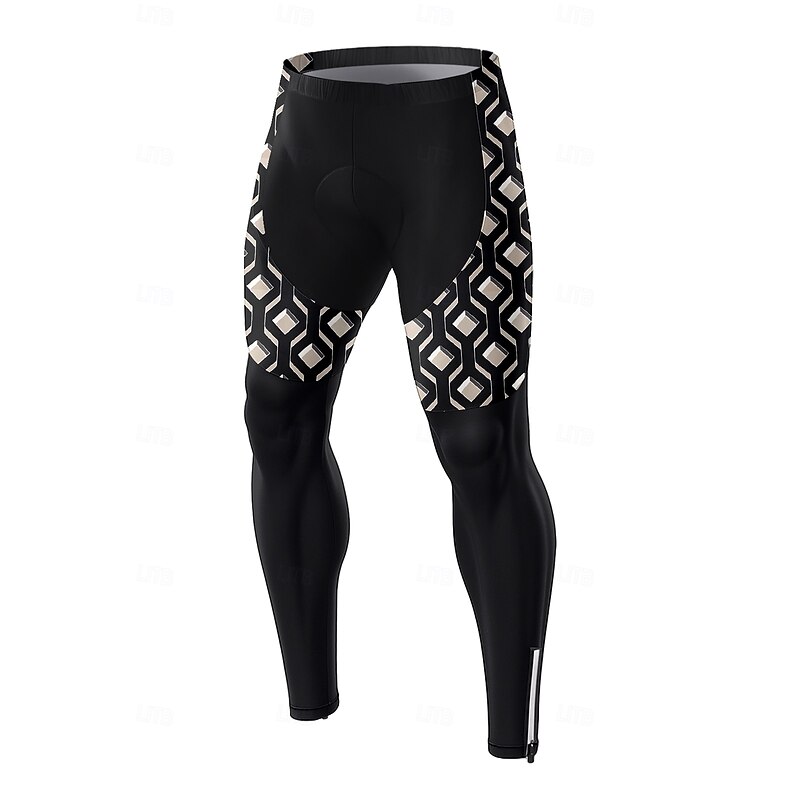 Men's Graphic Geometric Bike Pants Bike Tights Bottoms Slim Fit Sports UV Resistant 3D Pad Quick Dry Reflective Strips Black Clothing Apparel Bike Wear