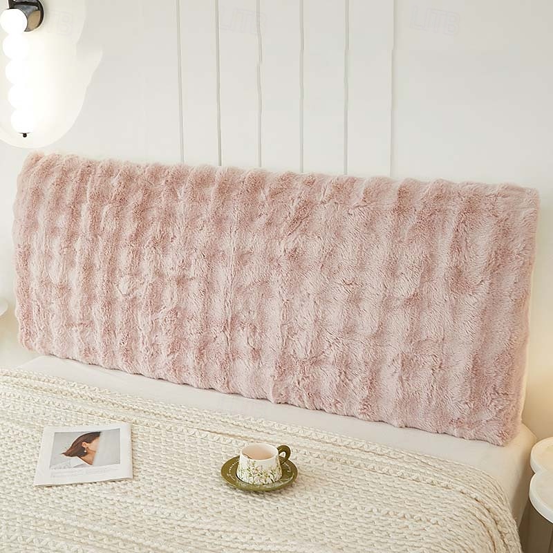 Rabbit Velvet Headboard Cover, Thick Plush Bed Head Protector, Universal Bed Back Cover for All Seasons