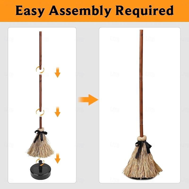 Halloween Floating Broom Dancing Witch 43.5 Inches Tall Animated Floating Witch's Broom Haunted Dancing Broom for Indoor Party Home Floor Decor4