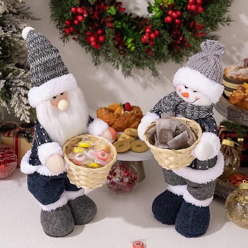 Christmas Plush Decoration Standing Santa Claus Doll Festive Snowman Plush Figure Holiday Gift Ornament Christmas Display Window Decoration Seasonal Gnome Toy Christmas Home Decor2