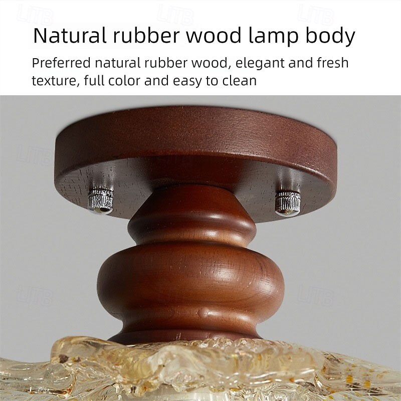 LED Mini Ceiling Light Porch Light Corridor Light Modern Nordic Wood Galss Flush Mount Lights 85-265V4