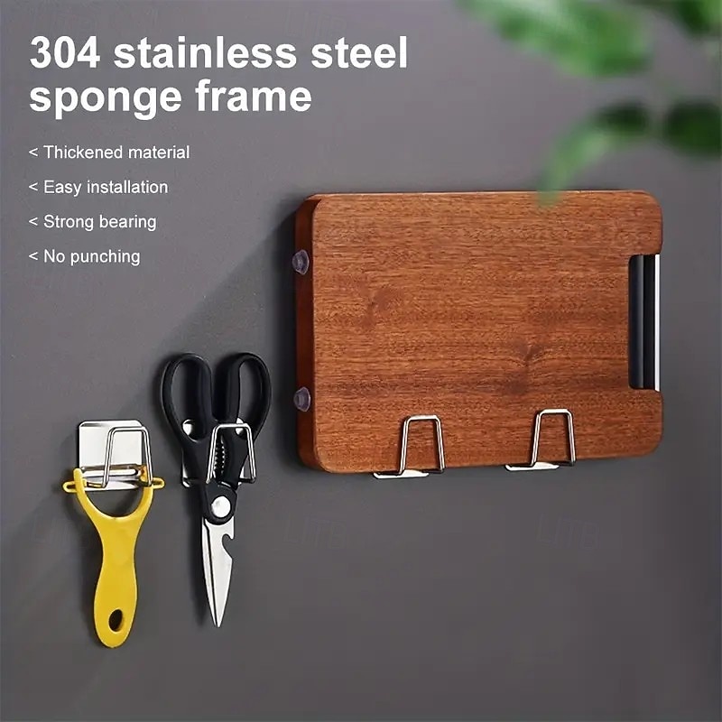 4/6 Pcs Stainless Steel Kitchen Sink Organizer - Adhesive No-Drill Sponge Holder & Draining Rack, Wall-Mounted Storage Hook for Towels and Accessories4