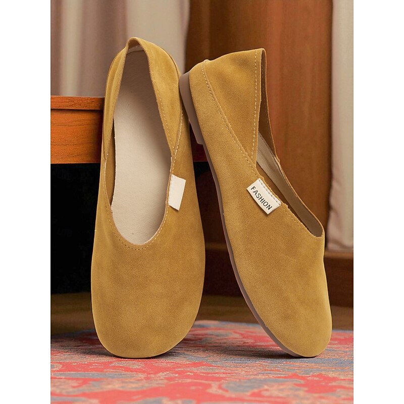Women's Wide Toe Two-Way Flat Shoes – Soft Faux Suede, Convertible Backless Design, Casual Comfort Footwear for Home, Travel & Daily Wear