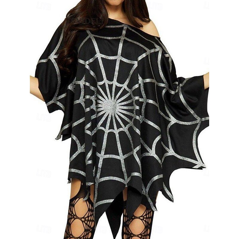 Halloween Women's Blouse Spider Web Spider Funny Long Sleeve Crew Neck Regular Tops Holiday Print Black Red Spring Fall Prefall2