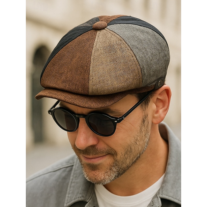 Men's Classic Newsboy Cap – Vintage 8-Panel Flat Hat with Adjustable Fit, Lightweight Fabric, Ideal for Casual Outings, Travel & Autumn Streetwear3