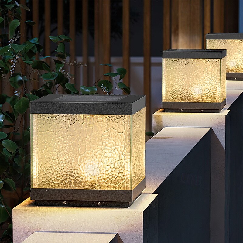 LED Outdoor Solor Post Light Fixture Waterproof Courtyard Pillar Lamps for House Porch Patio Outside Deck Garage Yard Exterior Post Lantern Lamps3