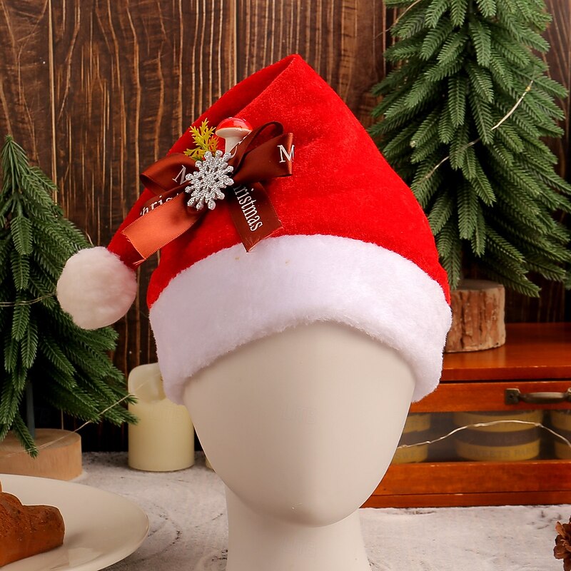 Christmas Santa Hat for Adults Red Plush Holiday Party Hat, Xmas Festival Decoration, Holiday Costume Accessory3