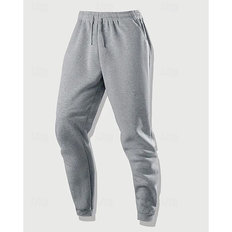 Multi Packs 2pcs Men's Gray+Khaki Sweatpants Trousers Drawstring Elastic Waist Plain Vacation Daily Wear Polyester Spring2