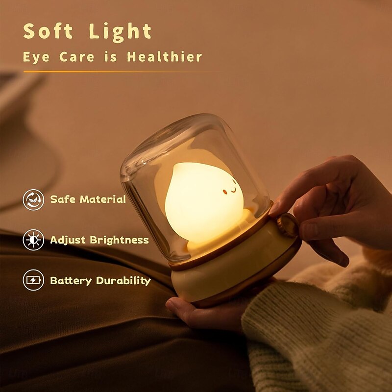Cute Kerosene Lamp Flameless Candle Light Retro Amber Lamp Rotary Button Adjustable Dimmable Rechargeable Flame Night Light with Dimming Feature for Camping Light Gift Party Room Decor3