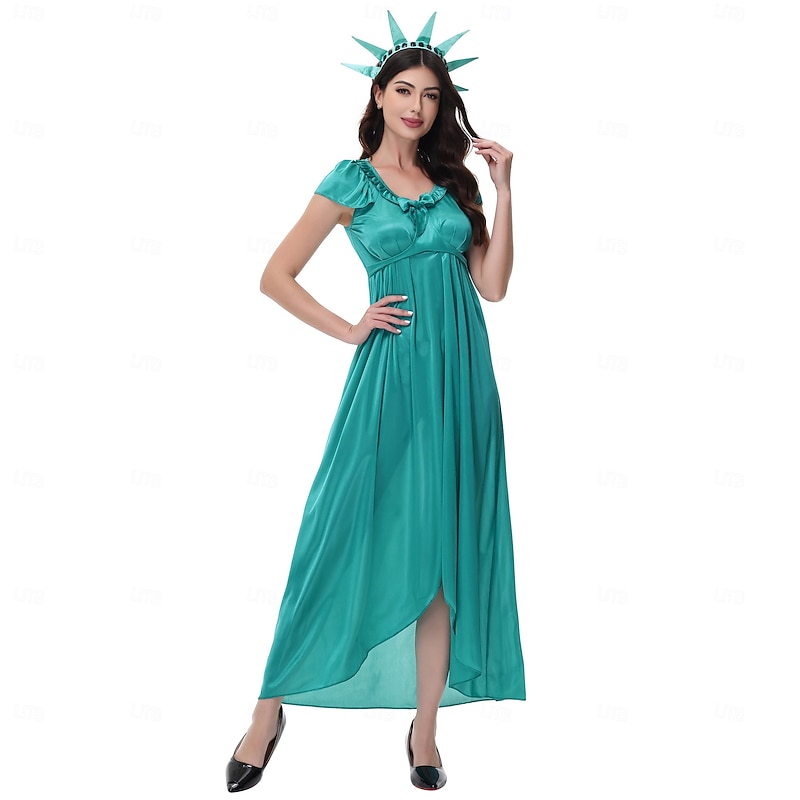 Statue of Liberty Halloween Party Costume Costume Cosplay Adults' Women's Halloween Carnival Performance Party Masquerade Easy Halloween Costumes Dress Up2