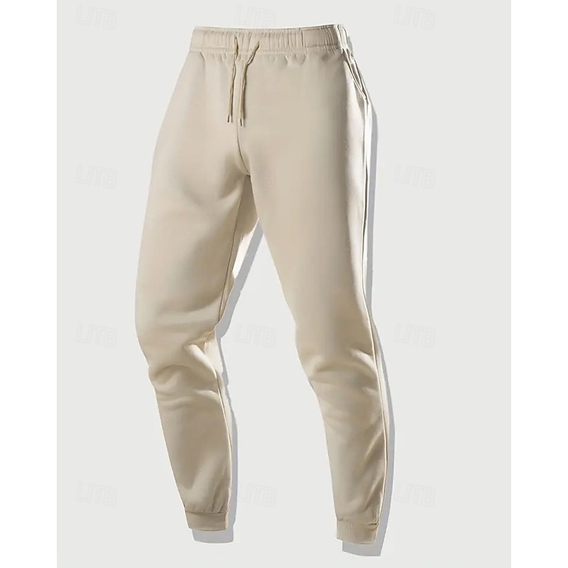 Multi Packs 2pcs Men's Gray+Khaki Sweatpants Trousers Drawstring Elastic Waist Plain Vacation Daily Wear Polyester Spring4