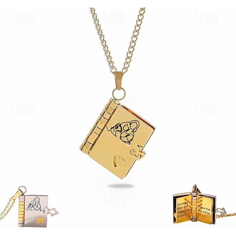 For Granddaughter The Most Beautiful Chapter Book Necklace Adjustable My Little Star Book Necklaces with 6 Pages of Engraved Information Unique Gift from Grandma & Grandpa3