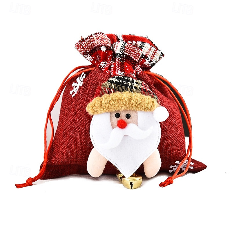 Christmas Bell Handbag 3D Doll Candy Bag Holiday Drawstring Gift Pouch Christmas Present Tote Apple Design Festive Party Decoration Home Seasonal Accessory4
