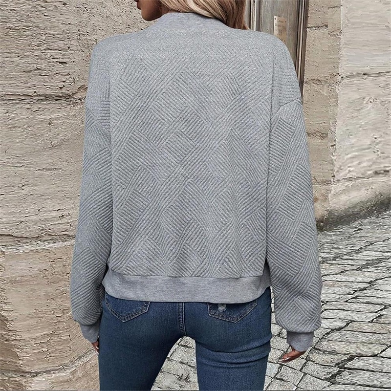 Women's Coat Casual Jacket Comfortable Breathable Zipper Pocket Fashion Modern Casual Plain Going out Weekend Zipper Regular Stand Collar Regular Fit Long Sleeve Outerwear Black White Brown Spring3