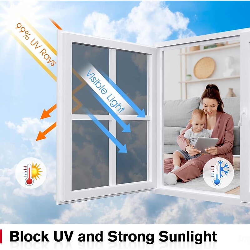 One Way Window Film for Privacy - Heat Control Anti-UV Glass Tint, Sun Blocking Reflective Window Film, Static Cling Privacy Film for Home and Office, Daytime Mirror Effect2