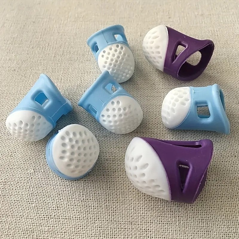 4PCS Sewing Thimbles, Silicone Finger Protectors for Hand Sewing, Embroidery, Cross Stitch and DIY Needlework, Non-Slip Thimble Finger Covers Sewing Tools4