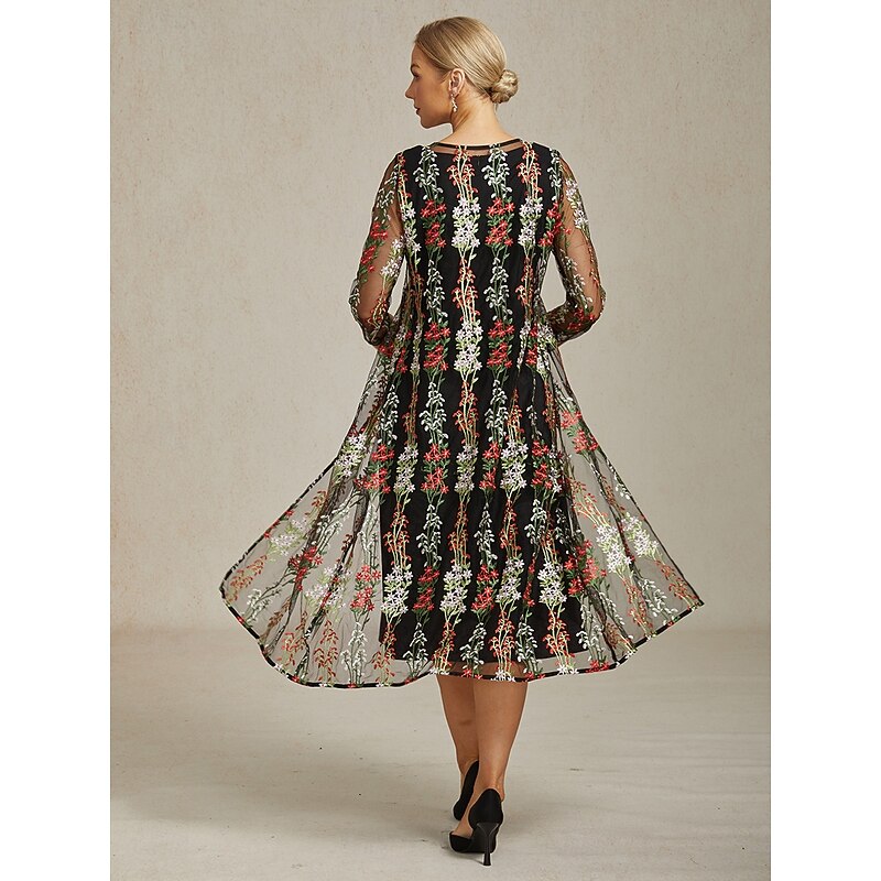 Women's Jacket Coat Blazer Lace Embroidered Elegant Floral Formal Anniversary Wedding Guest Daily Open Front Long Crewneck Regular Fit Long Sleeve Outerwear Black Spring Fall3