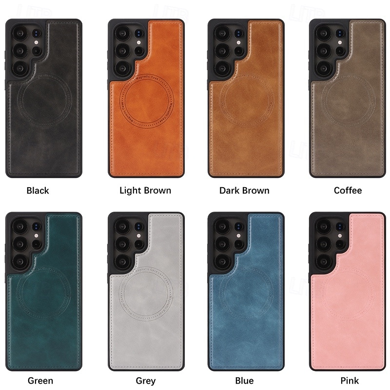 Phone Case For Samsung Galaxy S25 S25 Edge S24 Ultra Plus S24 FE Back Cover Shockproof Retro TPU PU Leather