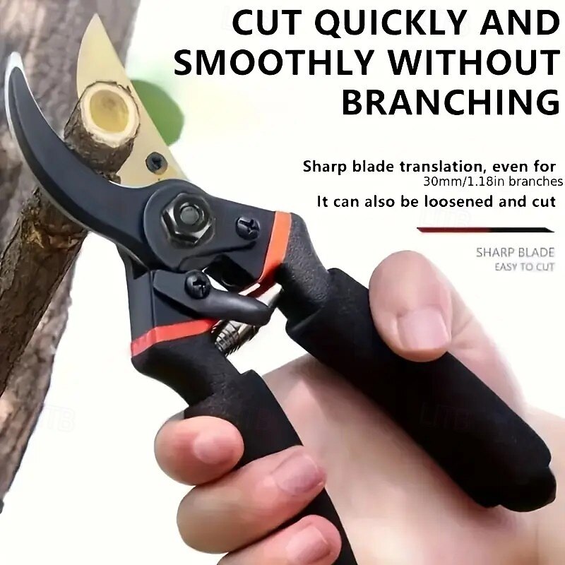 Heavy-Duty SK5 Steel Pruning Shears – Strong Branch Cutter for Rough Tree Branches, Garden, Fruit Tree Trimming – Modern Carbon Steel with Comfortable Grip, Durable Tree Pruner for Home Garden and Floral Tools