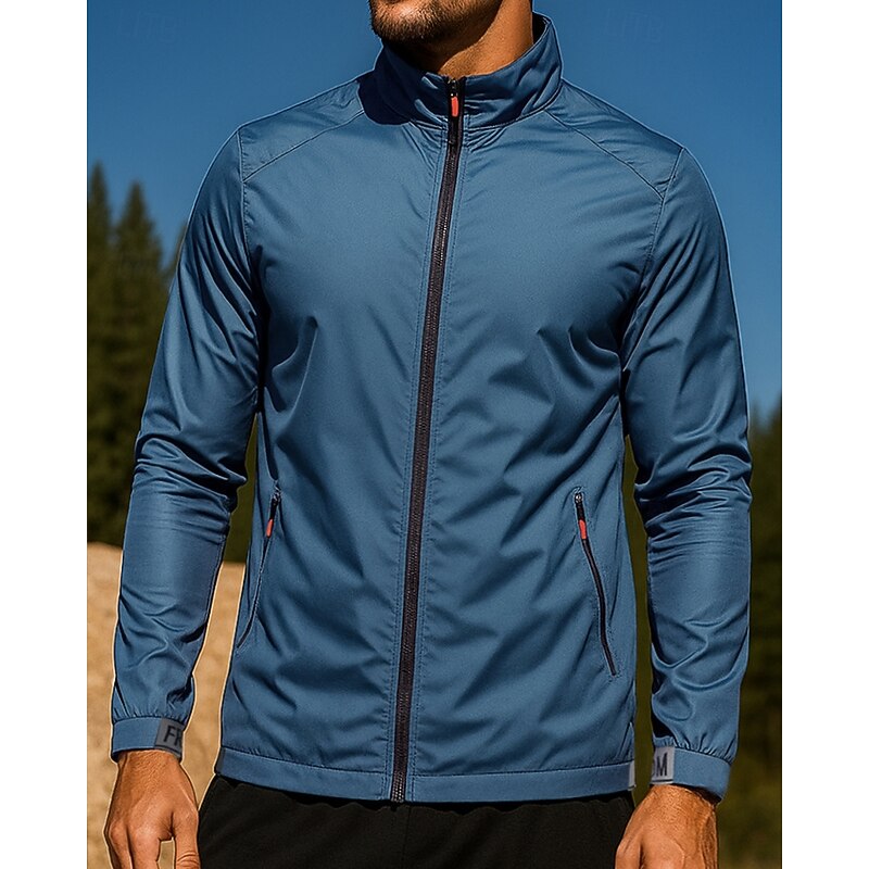 Men's Outdoor Jacket Pocket Long Sleeve Top Athleisure Fall Solid Colored Sun Protection Lightweight Workout Outdoor Training Sportswear Activewear White Blue Gray
