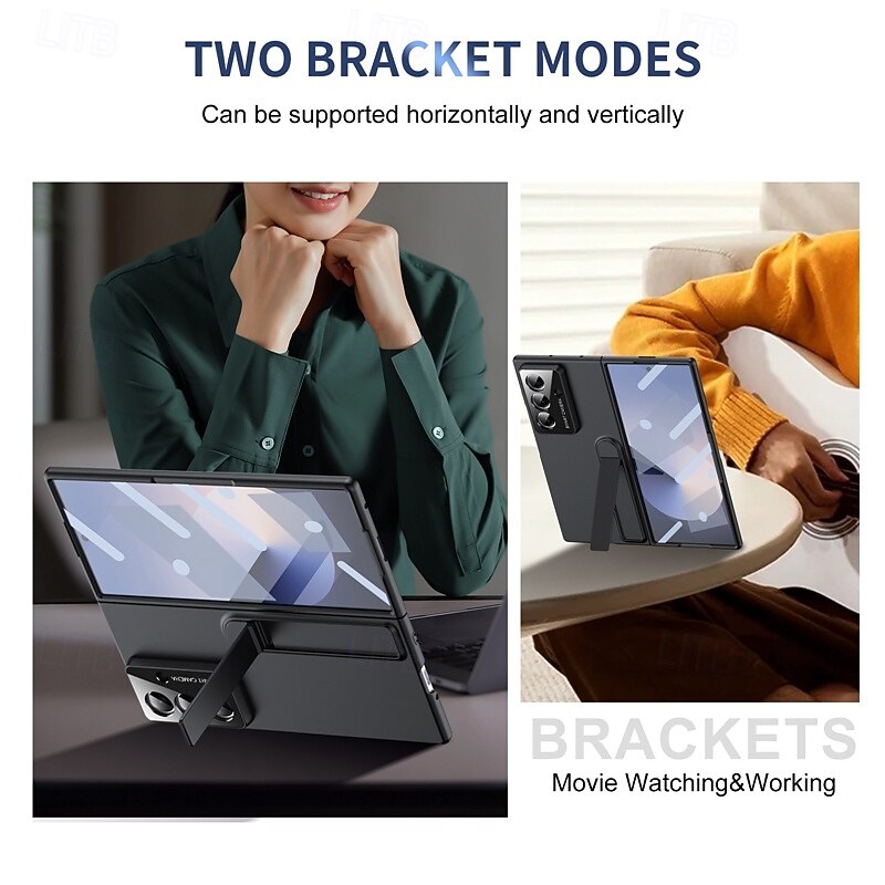 Phone Case For Samsung Galaxy Z Fold 7 Z Fold 6 Z Fold 5 Z Fold 4 Back Cover with Screen Protector Kickstand Shockproof Retro4