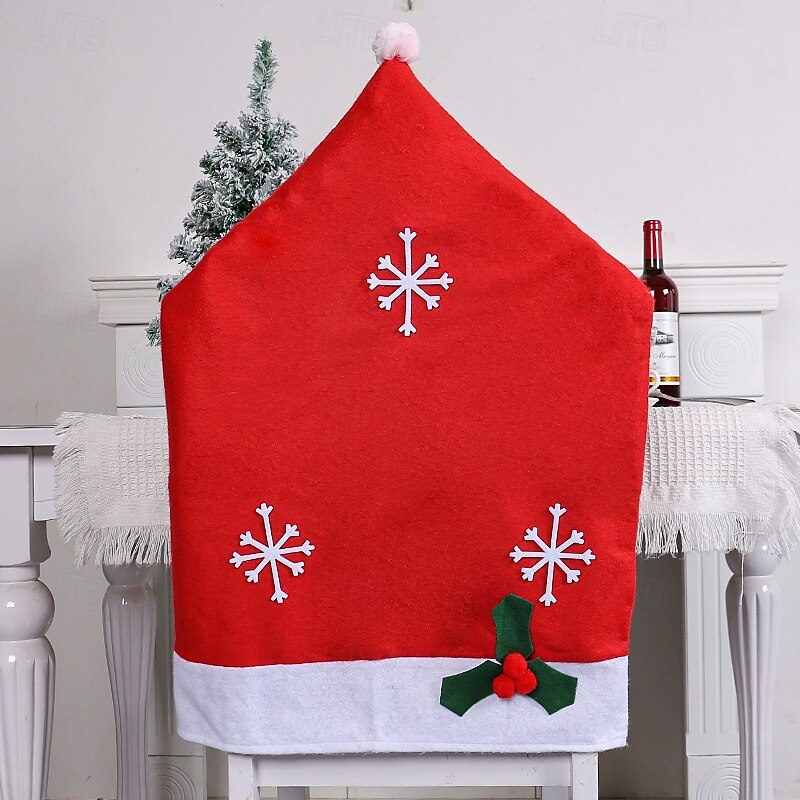Christmas Chair Cover Nonwoven Fabric Snowflake Design for Hotel Restaurant Dining Table Chair Cap Holiday Decoration Festive Christmas Party Seating Accessory4