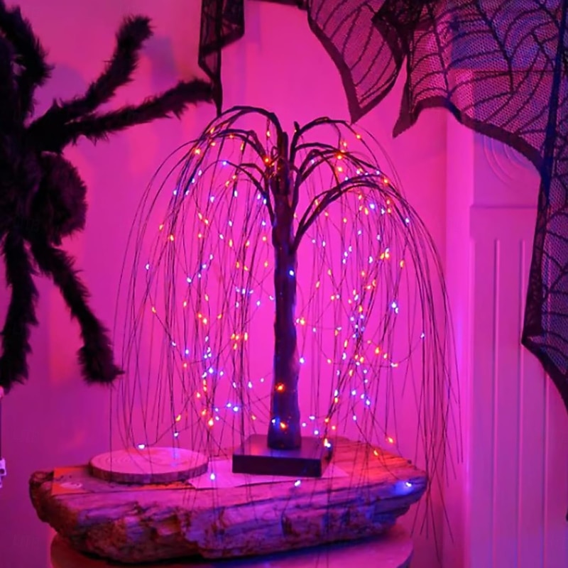 Halloween Willow Tree Lights, LED Artificial Willow Night Lights, USB & Battery Operated, Adjustable Branches, Halloween Table Decorations for Indoor Home Party Room4