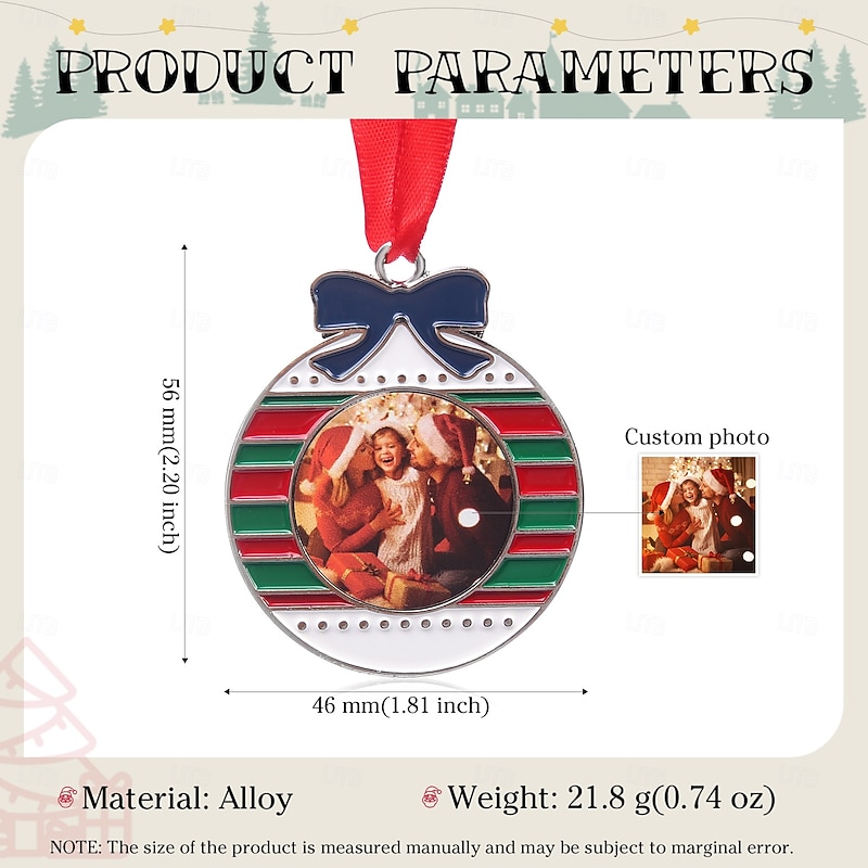 Personalized Photo Christmas Ornaments Custom Metal Alloy Xmas Tree Pendants Decoration Commemorative Gifts For Family Friends Loved Ones Neighbors4