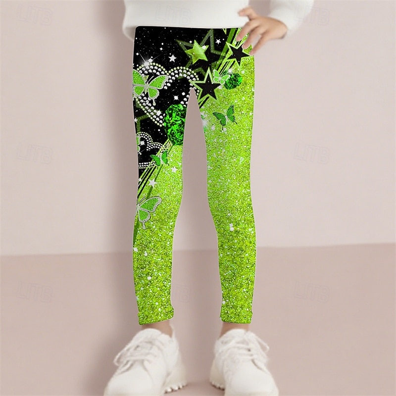 Girls' 3D Butterfly Star Pants Leggings Spring Fall Cute Basic Kids 4-12 Years Outdoor Casual Daily Regular Fit2