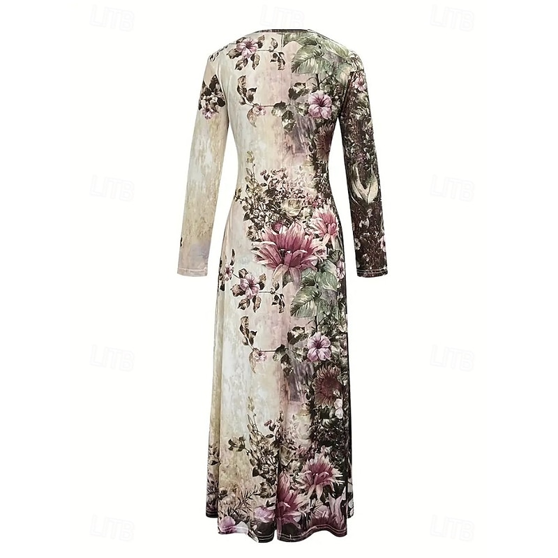 Easter Women's Maxi Dress A Line Dress Fit And Flare Dress Vacation Casual Boho Party Daily Going out Regular Fit Floral Graphic Polka Dot Sleeveless Crew Neck Beige Summer Spring Fall Winter3