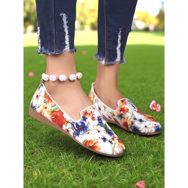 Women's Floral-Printed Slip-On Flats – Causal Style for Garden Parties, Picnics & Daily Walks3
