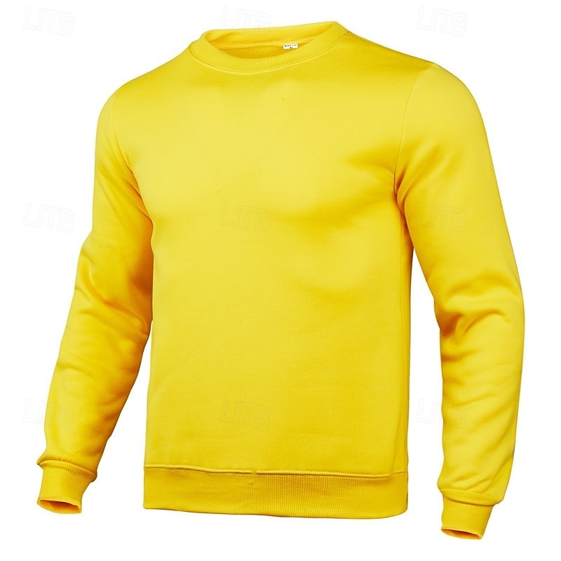 Men's Sweatshirt Fleece Sweatshirt Pullover Fleece lined Hoodie Black White Yellow Pink Red Crew Neck Plain Sports & Outdoor Casual Daily Polyester Streetwear Cool Sportswear Spring &  Fall Clothing4