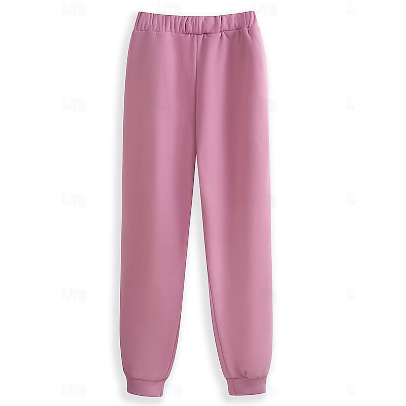 Women's Elegant Warm Fashion Two Piece Sets Tracksuit Pants Sets Long Sleeve Bishop Sleeve Crew Neck Graphic Letter Print Outdoor Vacation Daily Pink Blue Gray Spring Regular Fit4