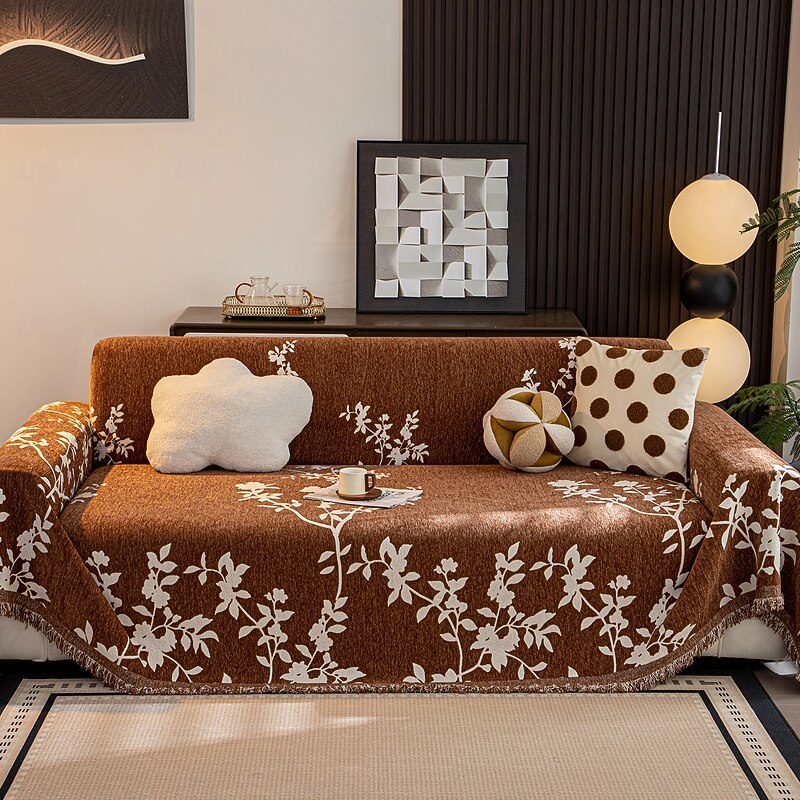 Four-Season Double-Sided Chenille Sofa Cover, Living Room Couch Protector, Decorative Sofa Towel, Cat Scratch-Resistant Slipcover4