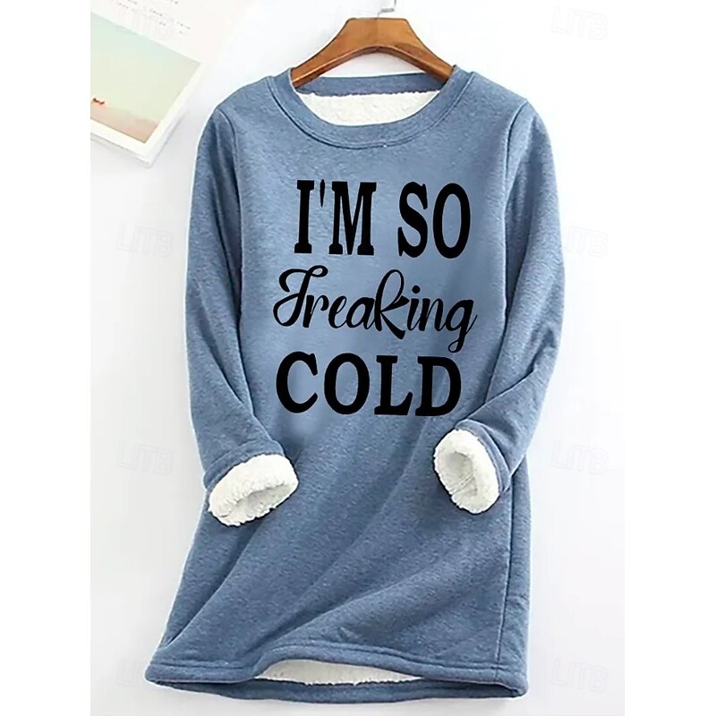 Women's Pullover Sweatshirt Letter Casual Comfrt Long Sleeve Crew Neck Round Neck Long Tops Street Dailywear Casual Print Black Pink Blue Gray Fall Winter