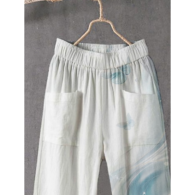 Women's Chinos Pants Trousers Streetwear Casual Full Length High Waist Gradient Elastic Waist Print Breathability Comfortable Stretchy Vacation Street Daily Wear Blue Summer Spring Fall Regular Fit2