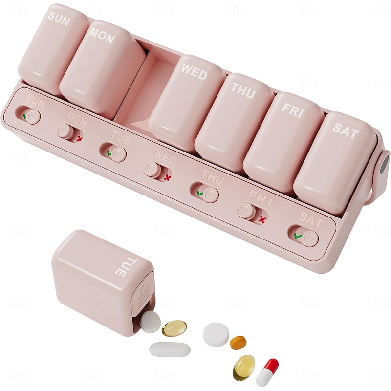 Weekly Pill Organizer Daily Case Holder Storage Box 7 Days Travel Pill Box Large Medicine Pill Case Container for Daily Medication Vitamin Supplement Fish Oil2