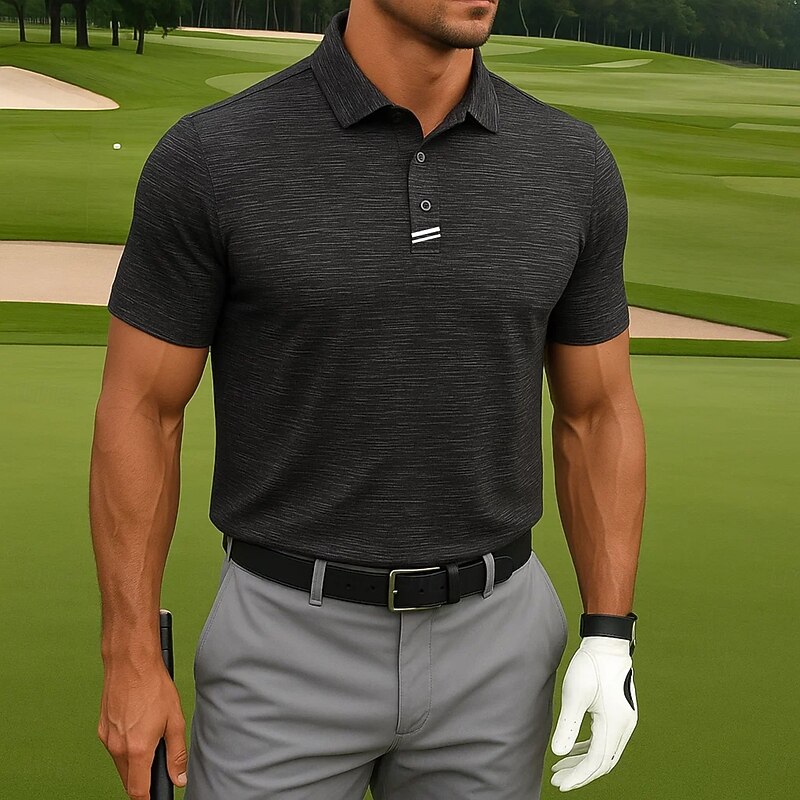 Men's Sports Polo Shirts Golf Shirt Casual Sports Lapel Short Sleeve Fashion Basic Plain Buttons Summer Regular Fit Black Sports Polo Shirts4