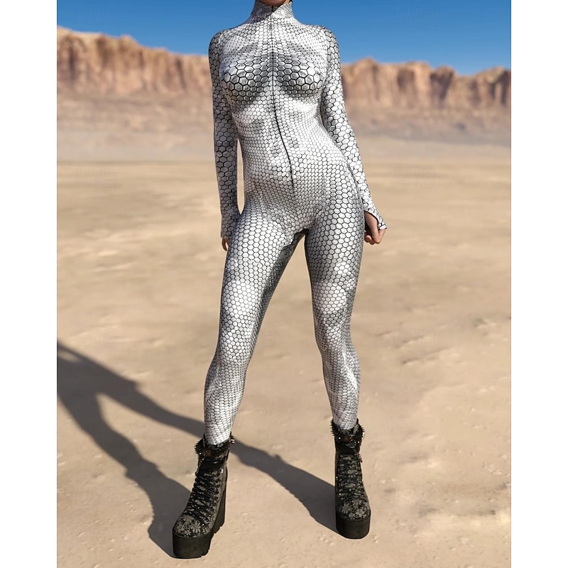 Family Halloween Jumpsuit Halloween pattern Street Print White Blue Green Long Sleeve Matching Outfits3