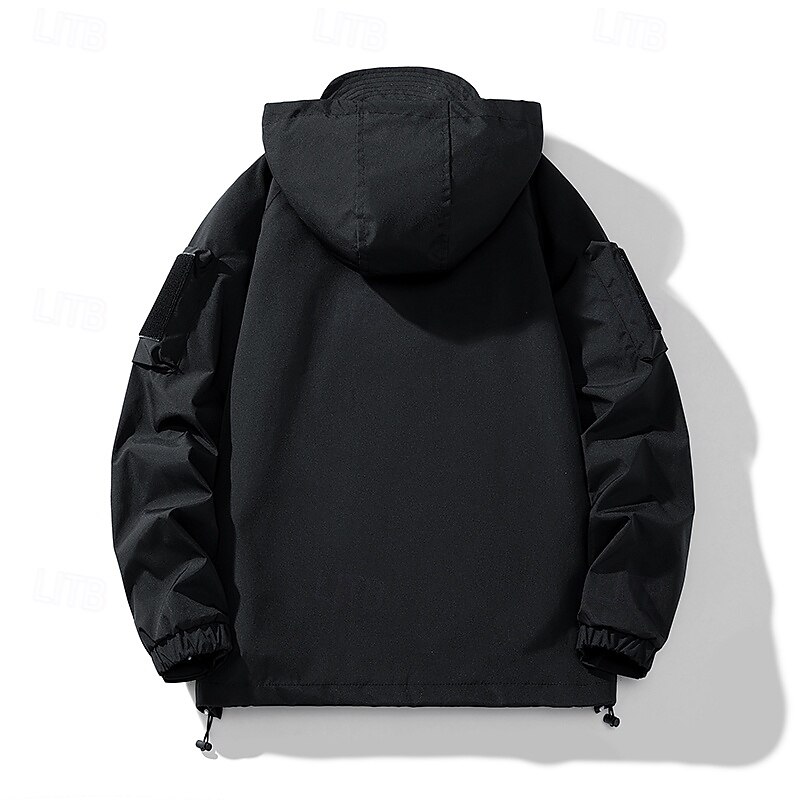 Men's Jacket Casual Jacket Outdoor Vacation Warm Zipper Pocket Fall Winter Plain Fashion Streetwear Standing Collar Regular Black Khaki Army Green Jacket4