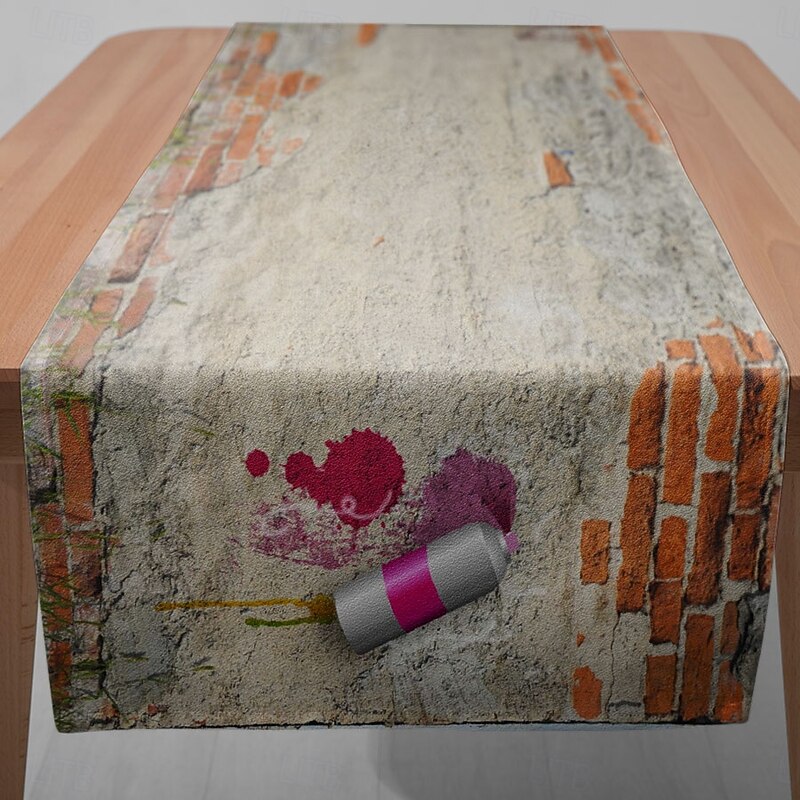 1PC Simple Graffiti Table Runner Table Flag - Digital Printed Rectangular Tablecloth for Restaurant, Banquet, Party Decoration (33x180cm/13x70.5in)3