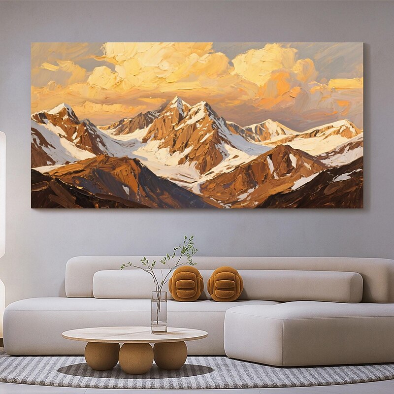 Abstract Golden Mountain Oil Painting On Canvas, Large Wall Art, Original Gold Wall Decor Custom Painting Minimalist Living Room Home Decor4
