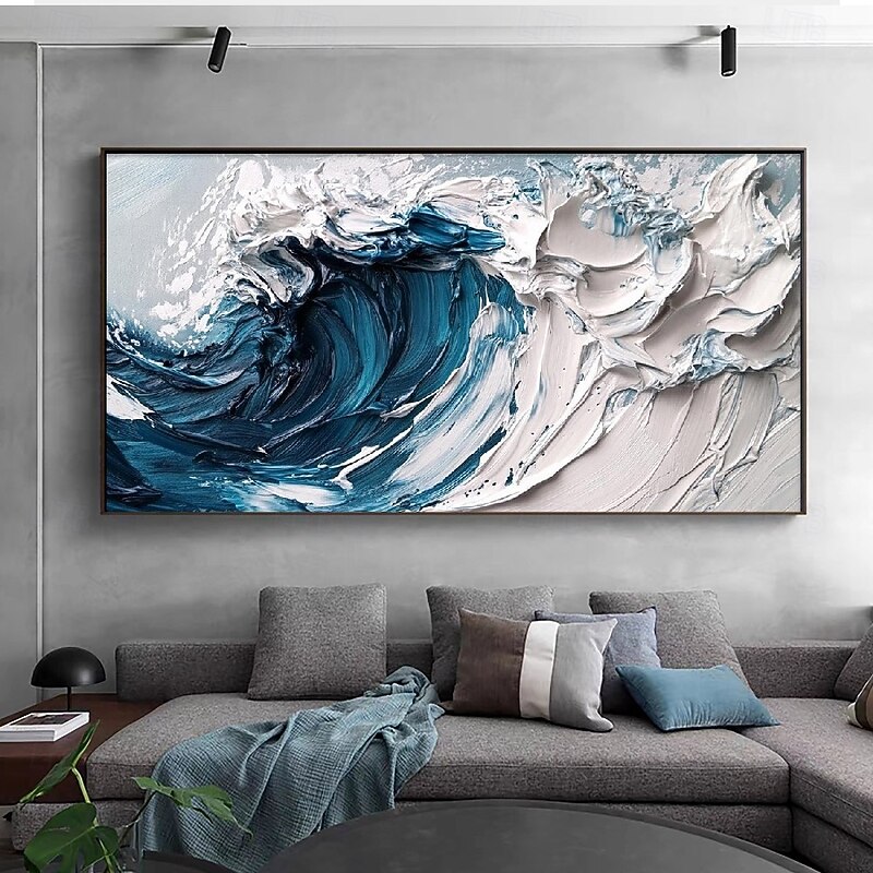 Handmade 3D wave Oil Painting Vibrant Ocean Wave Scene with Rich Hues and Texture-Rich Brushstrokes Perfect for Modern Home Decor Showcasing Detailed Artistry and Dimensional Depth2