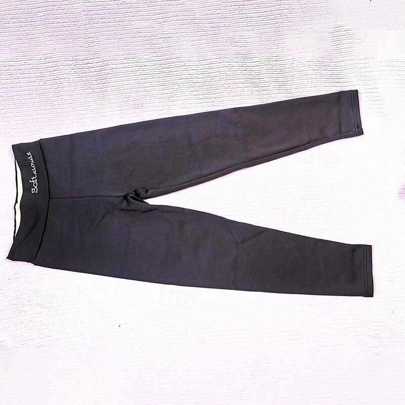 Women's Sherpa Pants Winter Warm Thick Leggings High Waist Athletic Pilates Running Bottoms Solid Color Dark Grey Black Burgundy Sports Activewear3